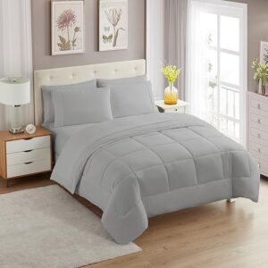 Twin XL Bedsheet and Comforter Set (Gray) (B: Last)